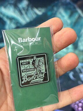 Barbour Defy The Weather Pinback Pin Badge Brooch - Beaufort Bedale Ashby Jacket
